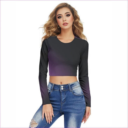 Black Fade Womens Round Neck Crop Top T-Shirt - women's crop top at TFC&H Co.