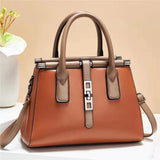 Brown - Fashionable Messenger One-shoulder Large Simple Handbag - handbag at TFC&H Co.