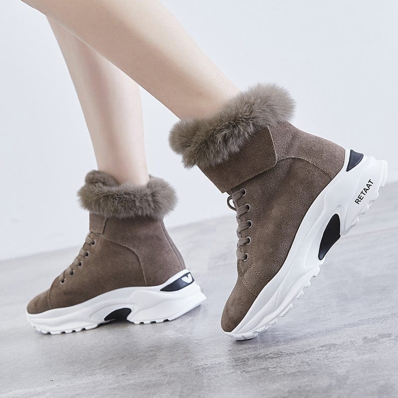 - Faux Fur Ankle Sneaker Boots - 2 colors - womens boots at TFC&H Co.