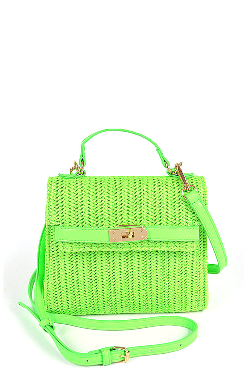 GREEN - Faux Straw Top Handle Clutch - Ships from The US - handbag at TFC&H Co.