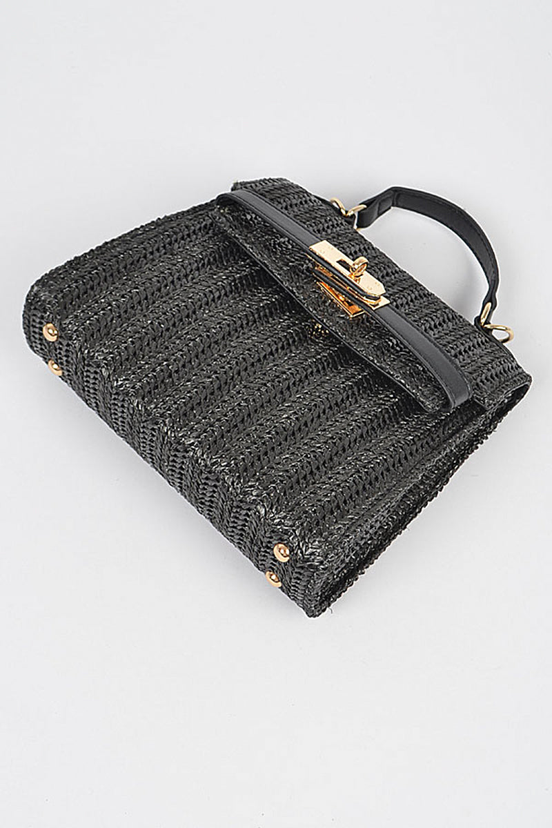 - Faux Straw Top Handle Clutch - Ships from The US - handbag at TFC&H Co.