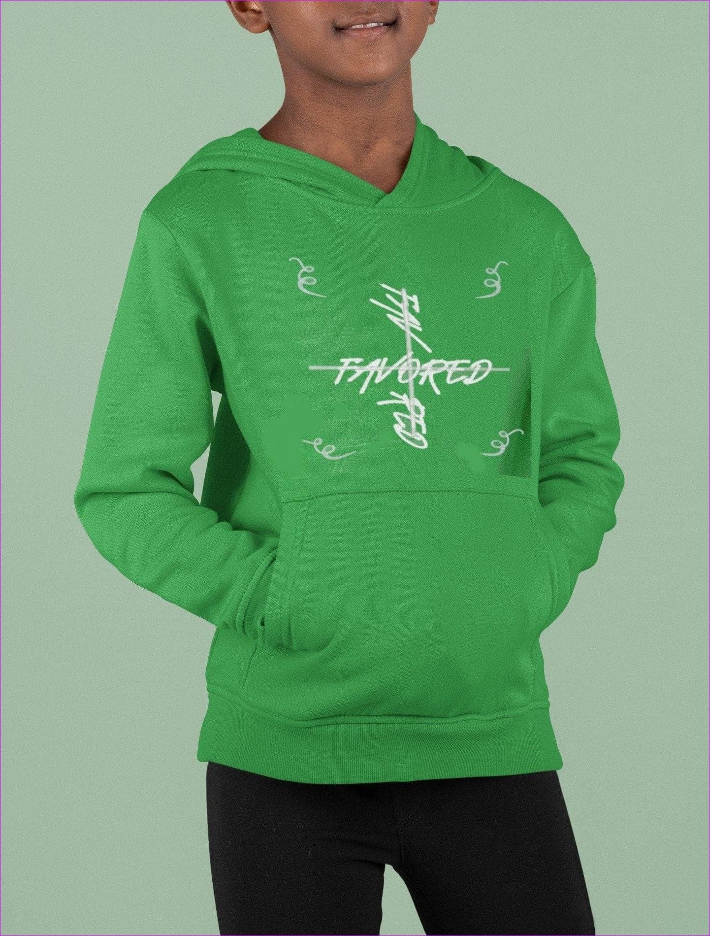 L Irish Green - Favored 2 Heavy Blend Youth Hooded Sweatshirt - kids hoodies at TFC&H Co.