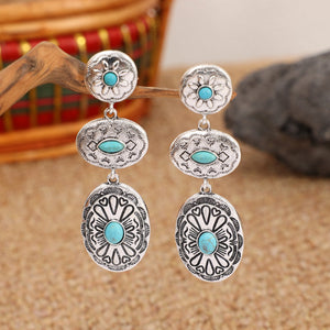 Retro Turquoise Oval Dangle Earrings - Ships from The US - Dangle & Drop Earrings at TFC&H Co.