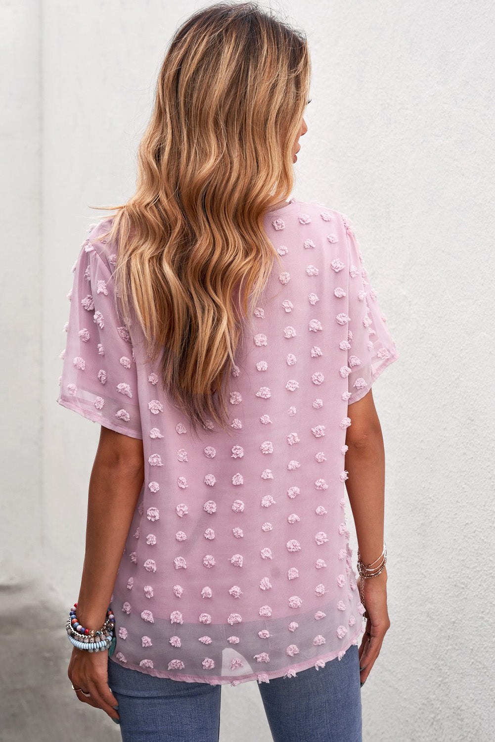 Swiss Dot Round Neck Blouse - 6 colors - women's blouse at TFC&H Co.