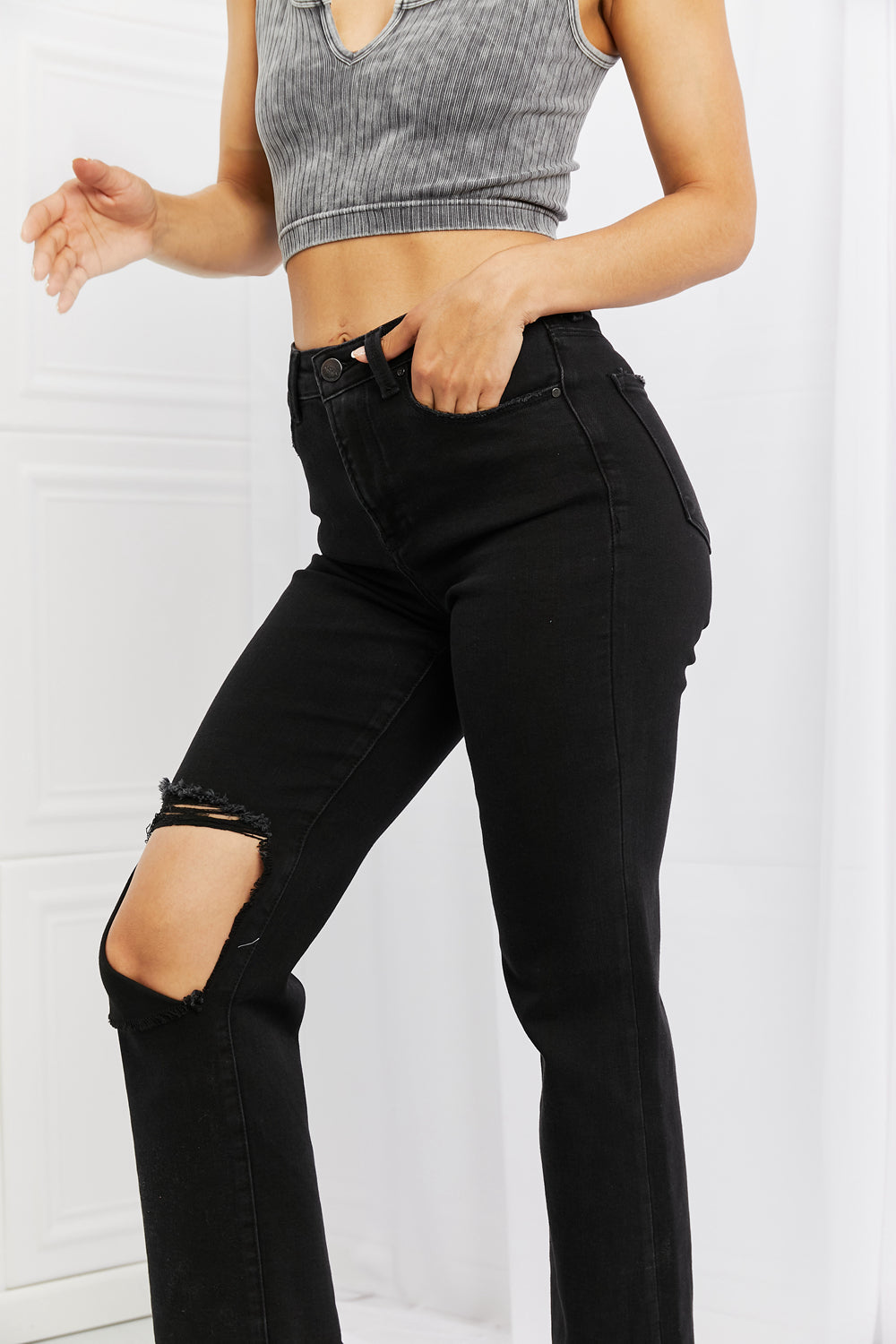 - RISEN Full Size Yasmin Relaxed Distressed Jeans - Ships from The US - womens jeans at TFC&H Co.