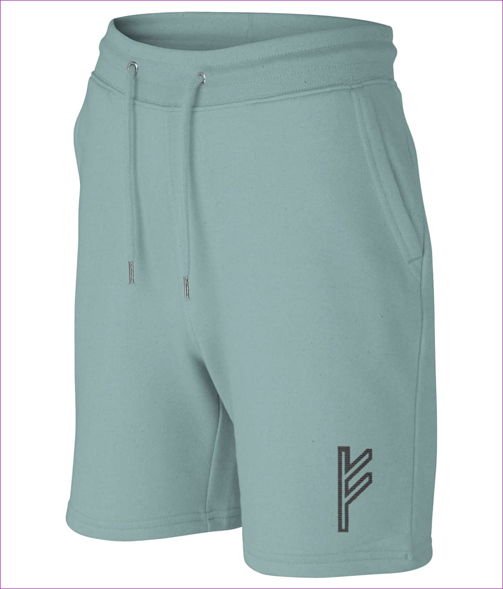 Teal Monstera - Fehu Sun Embroidered Organic Recycled Trainer Shorts - unisex shorts at TFC&H Co.