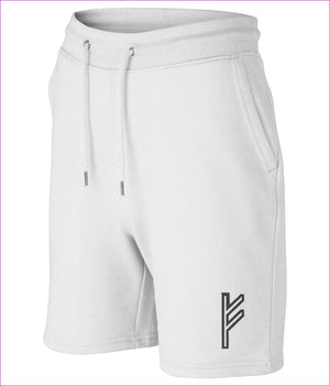 White - Fehu Sun Embroidered Organic Recycled Trainer Shorts - unisex shorts at TFC&H Co.