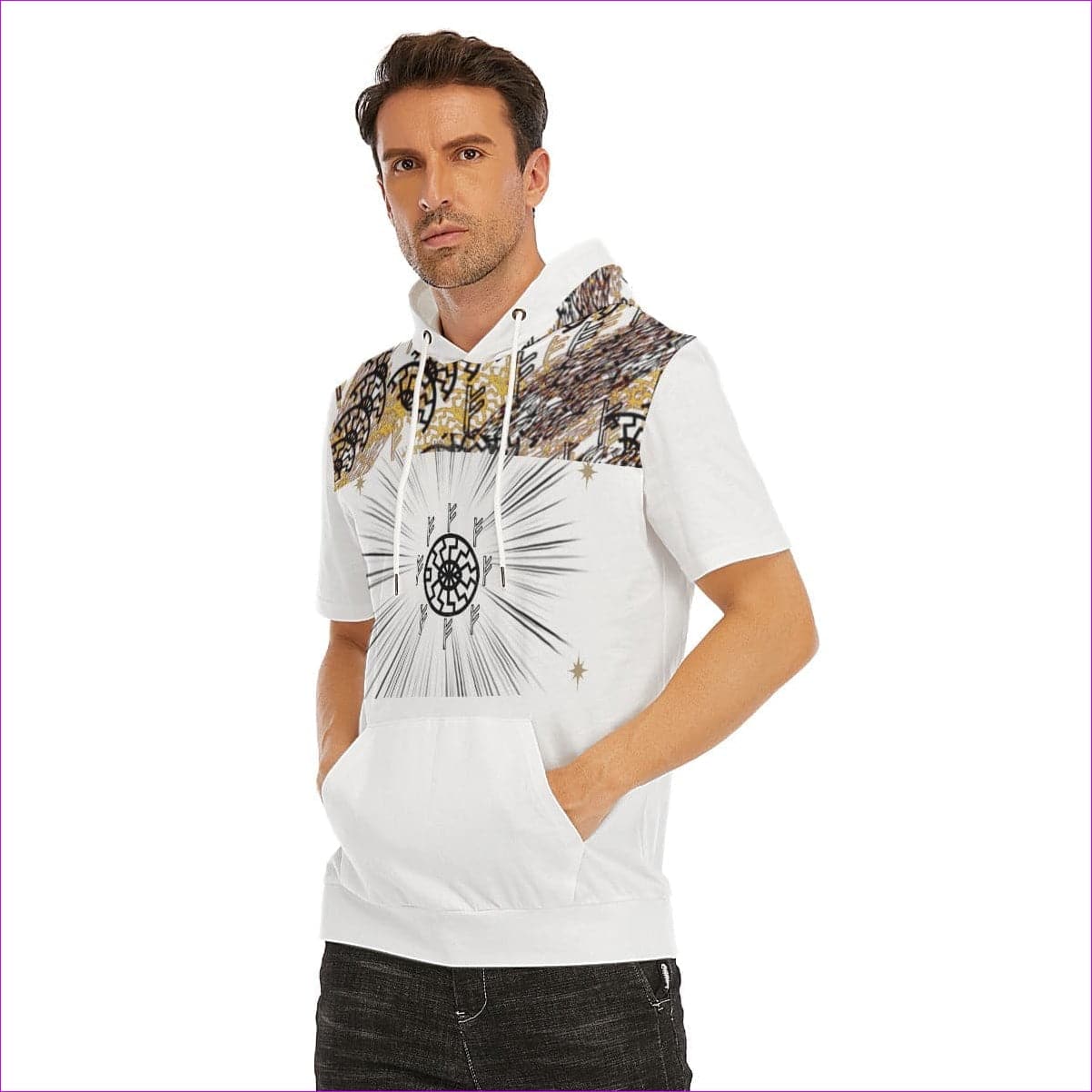 Fehu Sun Men's T-Shirt With Hood | 100% Cotton - Men's T-Shirts at TFC&H Co.