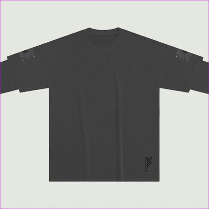 Dark Gray Fehu Sun Unisex False Two Pieces Vintage Long Sleeve - Unisex T-Shirt at TFC&H Co.