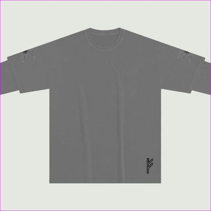 Light Gray Fehu Sun Unisex False Two Pieces Vintage Long Sleeve - Unisex T-Shirt at TFC&H Co.