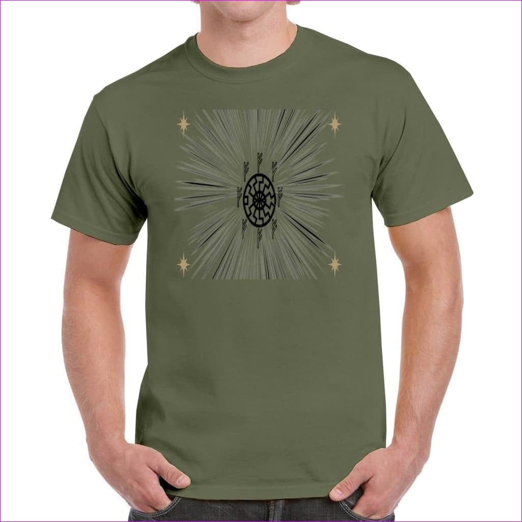 S Military Green - Fehu Sun Unisex Heavy Cotton T-Shirt - Unisex T-Shirt at TFC&H Co.