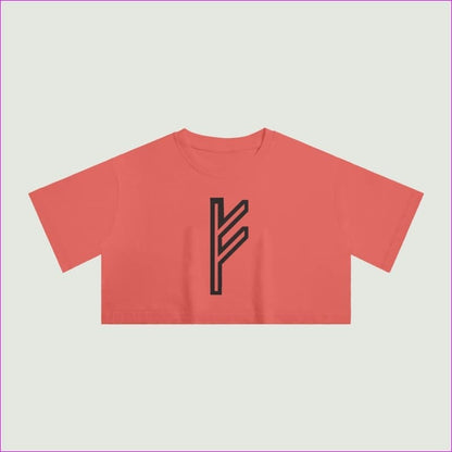 Grapefruit Red Fehu Sun Womens Crop Top T-shirt - women's crop top at TFC&H Co.