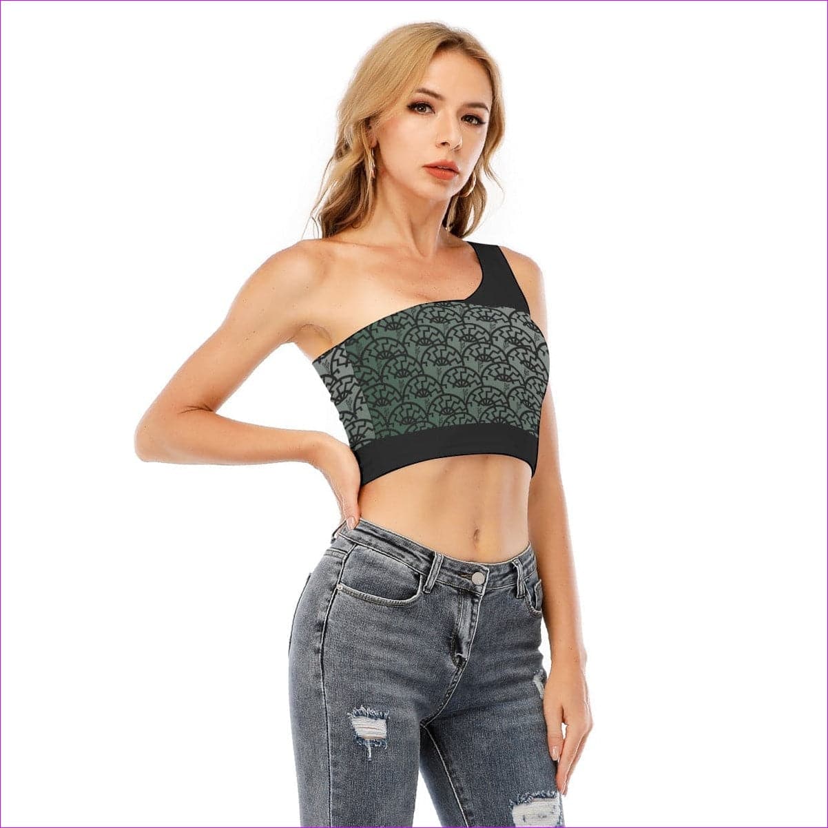 - Fehu Sun Womens One-Shoulder Cropped Top - womens crop top at TFC&H Co.