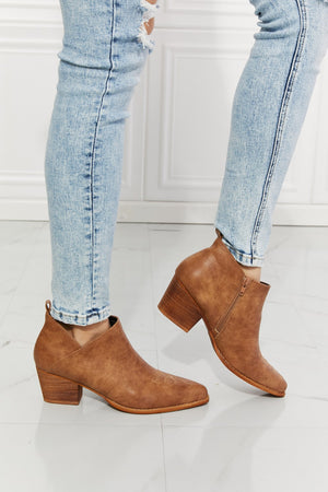 - MMShoes Trust Yourself Embroidered Crossover Cowboy Bootie in Caramel - Ships from The US - womens booties at TFC&H Co.