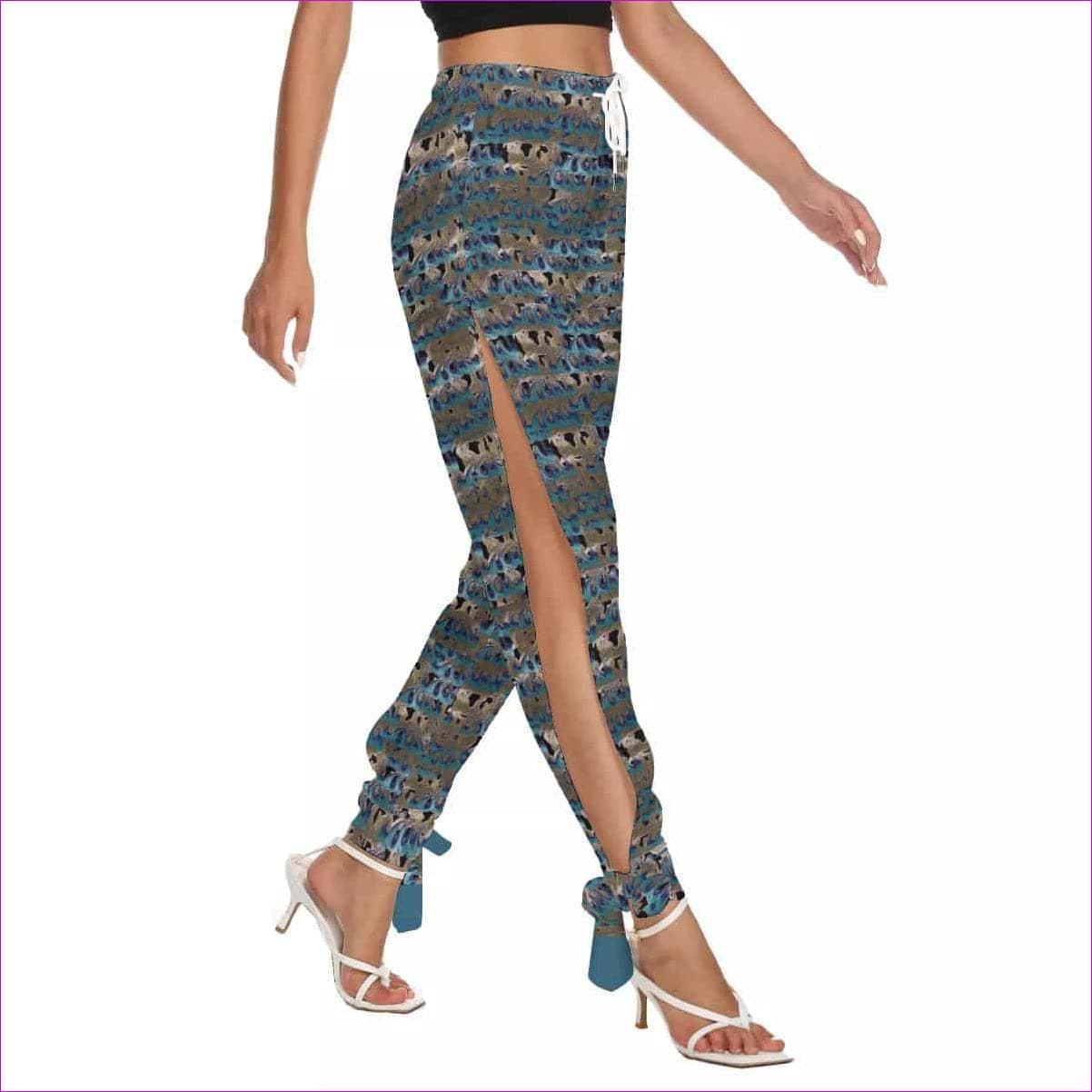 multi-colored Flame Womens Side Cut-Out Bottom Strap Pants - women's pants at TFC&H Co.