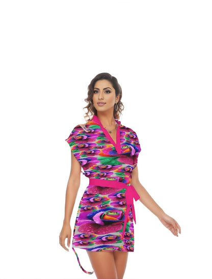 Floral Burst Womens Casual Dress With Belt - women's dress at TFC&H Co.