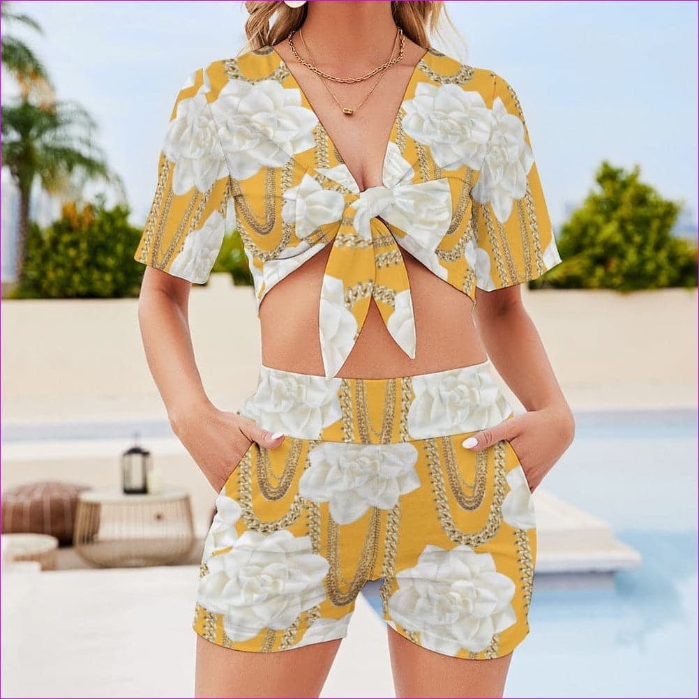 - Floral Chain Beach Sports Two Piece Set - womens short set at TFC&H Co.