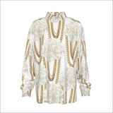White - Floral Chain Men's Imitation Silk Long-Sleeved Shirt - mens button up shirt at TFC&H Co.