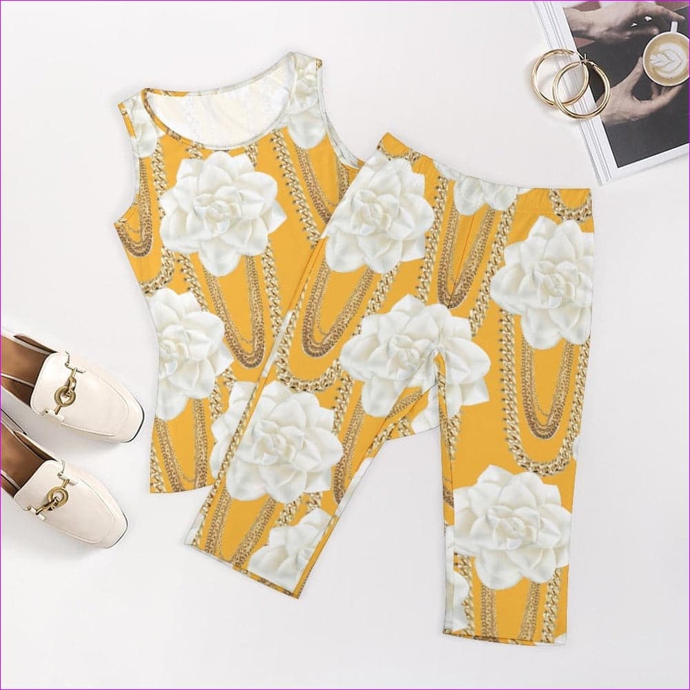 Floral Chain Womens Tank Top Set - 2 options - women's top & short set at TFC&H Co.