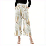 White 3XL - Floral Chain Womens Wide Leg Cropped Pants - womens pants at TFC&H Co.