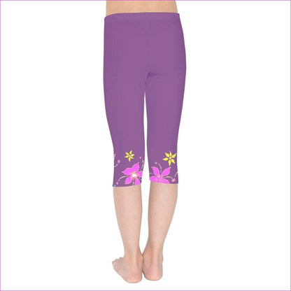 Floral Kids in Purple 2 Kids Capri Leggings - kid's capri leggings at TFC&H Co.