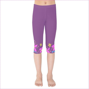 - Floral Kids in Purple 2 Kids Capri Leggings - kids capri leggings at TFC&H Co.