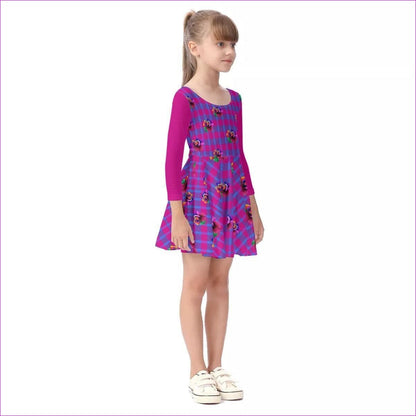 pink Floral Plaid Kids Girls Long Sleeve Dress - kid's dress at TFC&H Co.