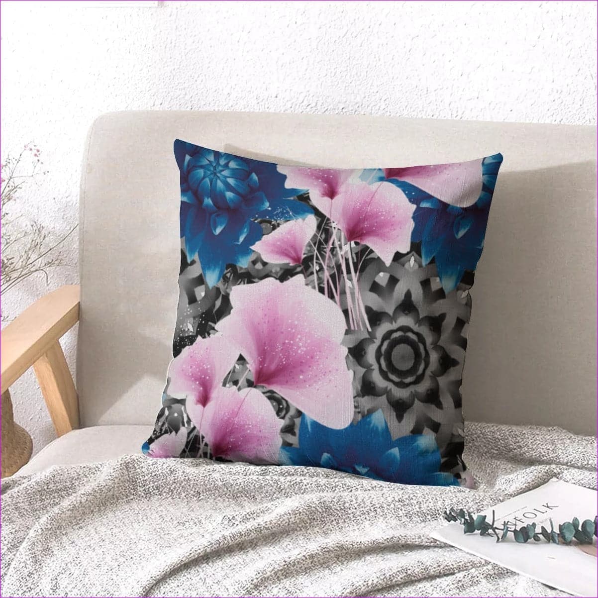 Floral Realm Couch pillow with pillow Inserts | linen type fabric - throw pillow at TFC&H Co.