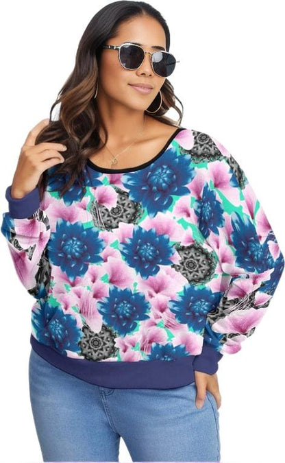 Floral Realm Womens Backless Sweatshirt Voluptuous (+) Plus Size - women's sweatshirt at TFC&H Co.
