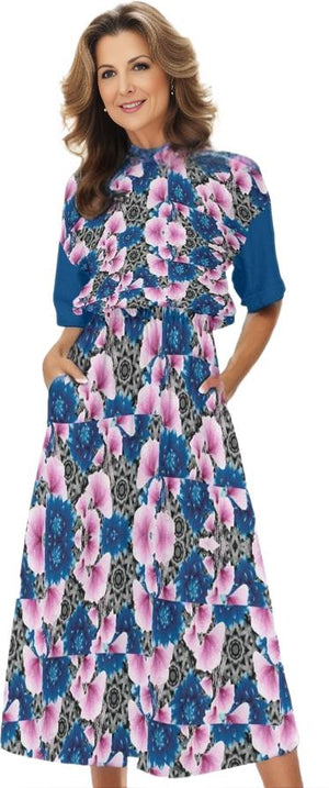 - Floral Realm Womens Elastic Waist Dress 2 - womens dress at TFC&H Co.