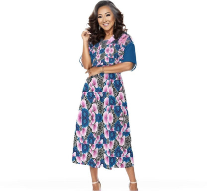 Floral Realm Womens Elastic Waist Dress 2 - women's dress at TFC&H Co.
