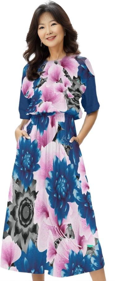 - Floral Realm Womens Elastic Waist Dress - womens dress at TFC&H Co.