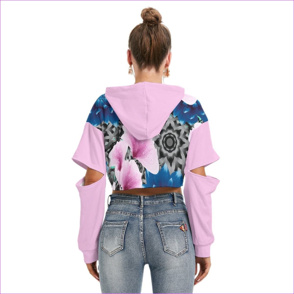 - Floral Realm Womens Heavy Fleece Hoodie With Hollow Out Sleeve - womens cropped hoodie at TFC&H Co.