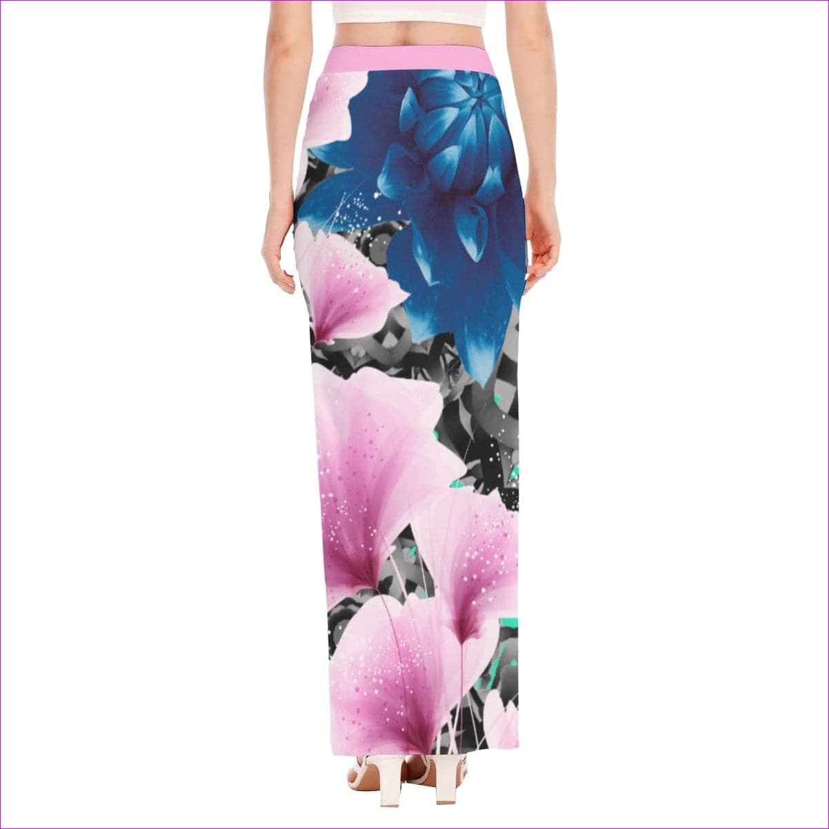 Floral Realm Womens Side Slit Maxi Skirt - women's maxi skirt at TFC&H Co.