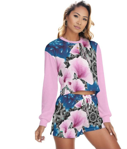 Floral Realm Womens Sweatshirt And Shorts Set - women's sweatshirt & short set at TFC&H Co.