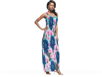 Blue Floral Realm Womens Vest Dress - women's dress at TFC&H Co.