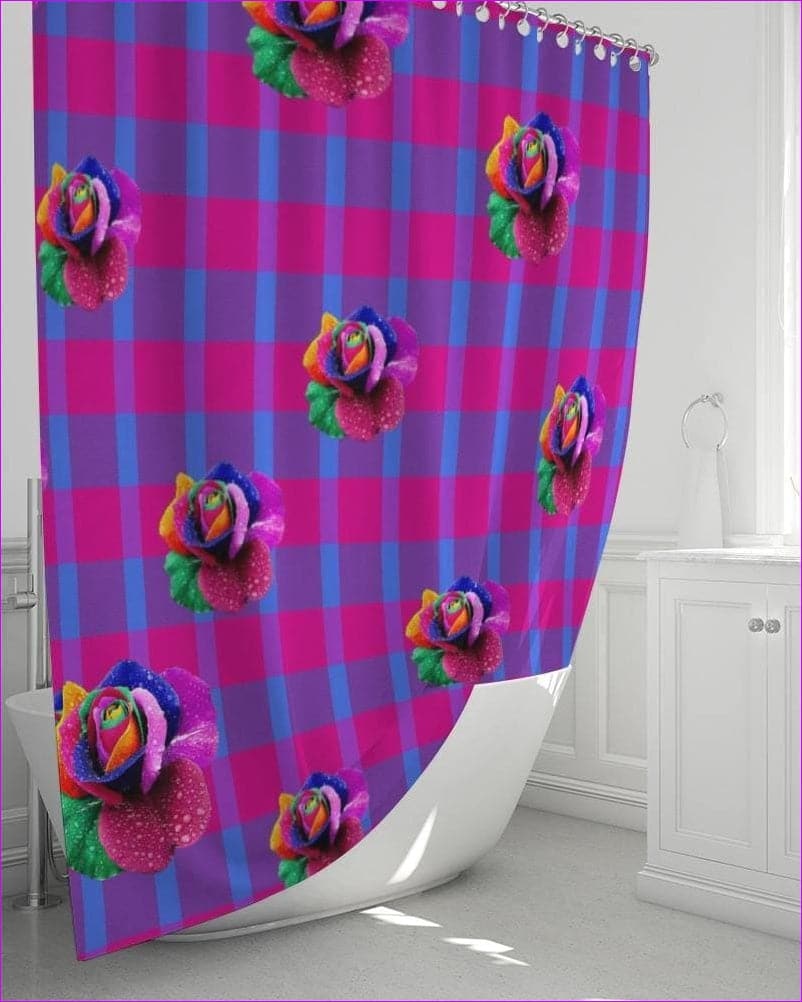 Floral Reign Plaid Shower Curtain 72"x72" - shower curtain at TFC&H Co.
