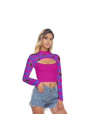 multi-colored - Floral Reign Plaid Womens Hollow Chest Crop Top - womens top at TFC&H Co.