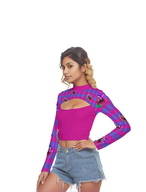 - Floral Reign Plaid Womens Hollow Chest Crop Top - womens top at TFC&H Co.