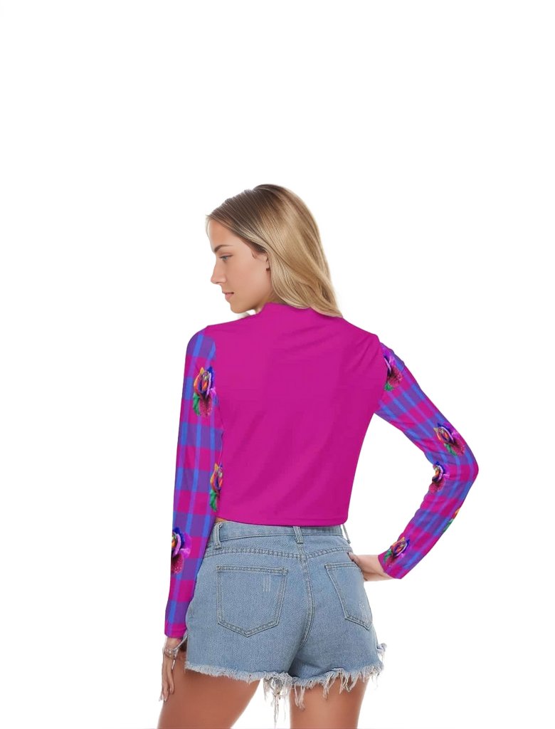 Floral Reign Plaid Womens Hollow Chest Crop Top - women's top at TFC&H Co.