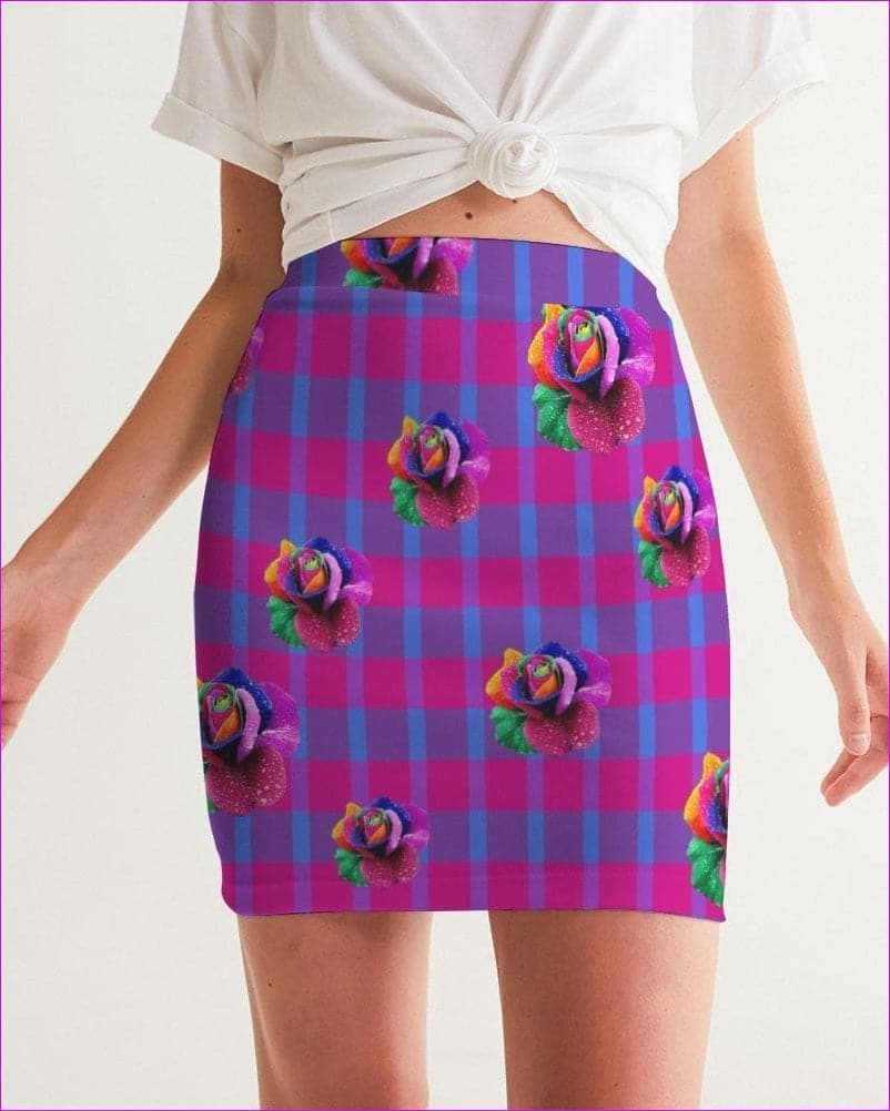 Floral Reign Plaid Womens Mini Skirt - women's skirt at TFC&H Co.