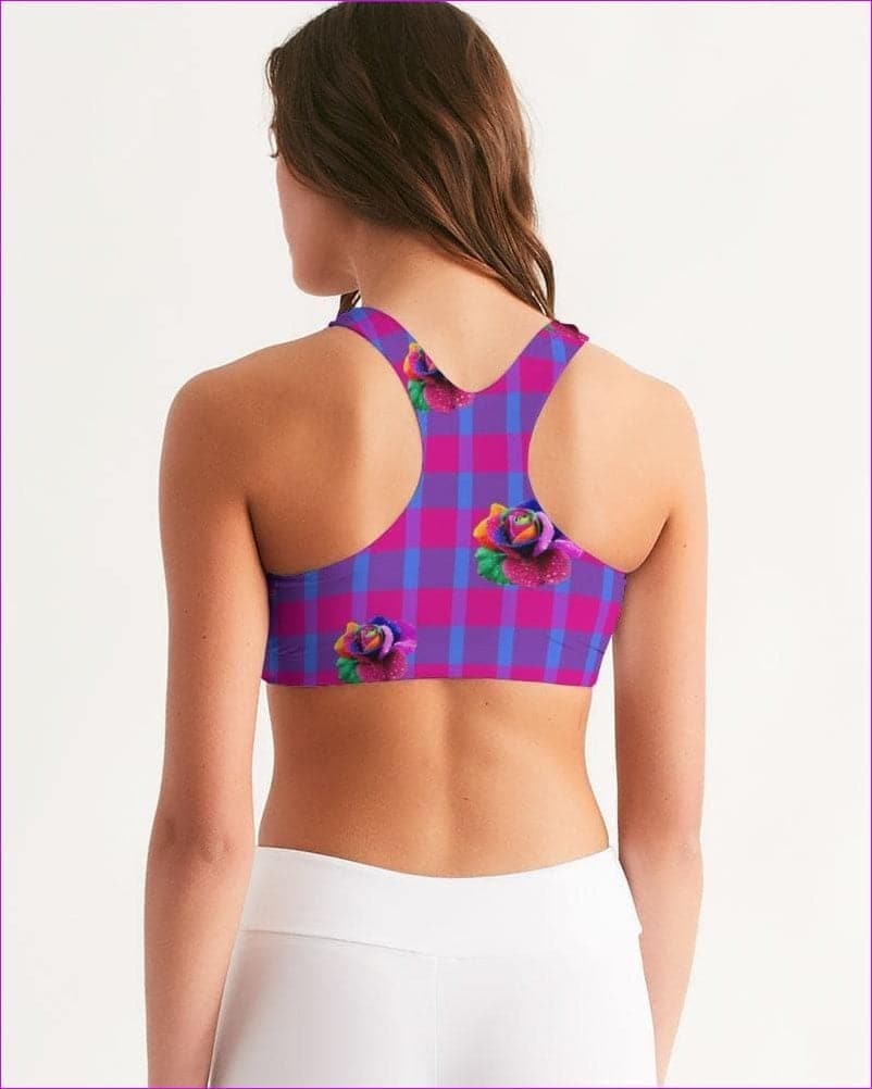 Floral Reign Plaid Womens Seamless Sports Bra - women's sports bra at TFC&H Co.