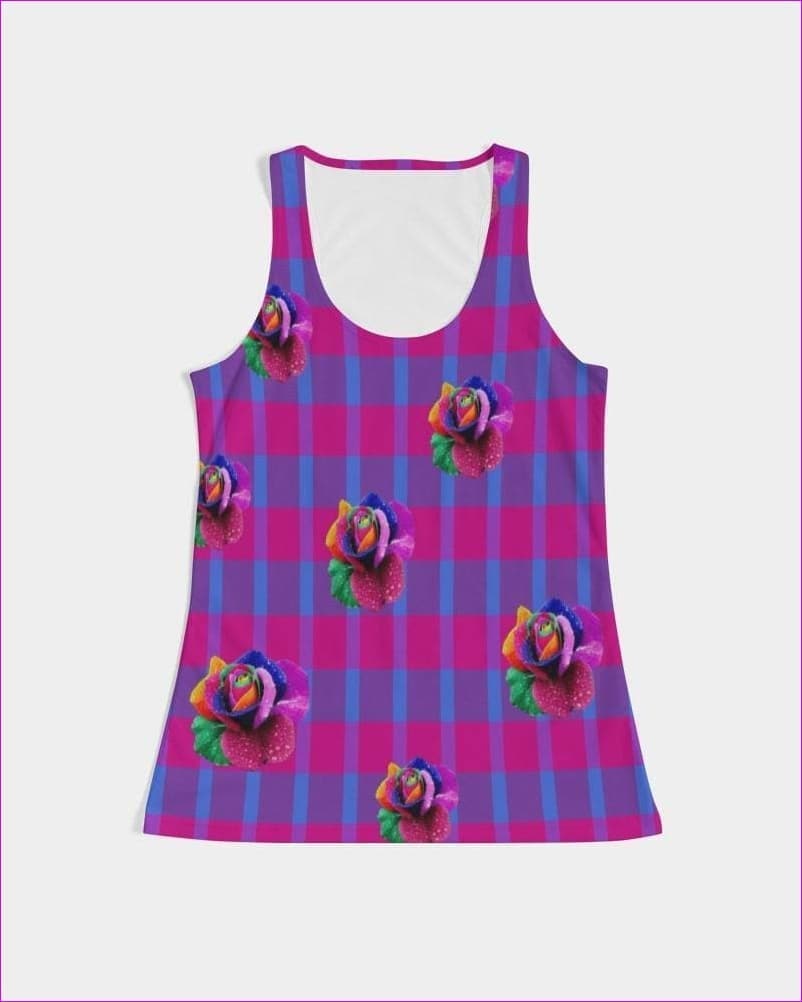 purple/pink - Floral Reign Plaid Womens Tank - womens tank top at TFC&H Co.
