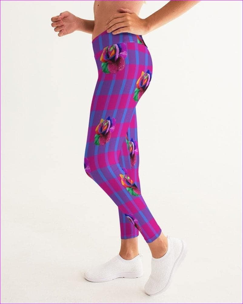 - Floral Reign Plaid Womens Yoga Pants - womens leggings at TFC&H Co.
