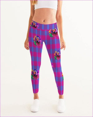 - Floral Reign Plaid Womens Yoga Pants - womens leggings at TFC&H Co.
