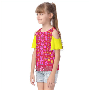 - Floral Wear Kids Cold Shoulder T-shirt With Ruffle Sleeves - kids top at TFC&H Co.