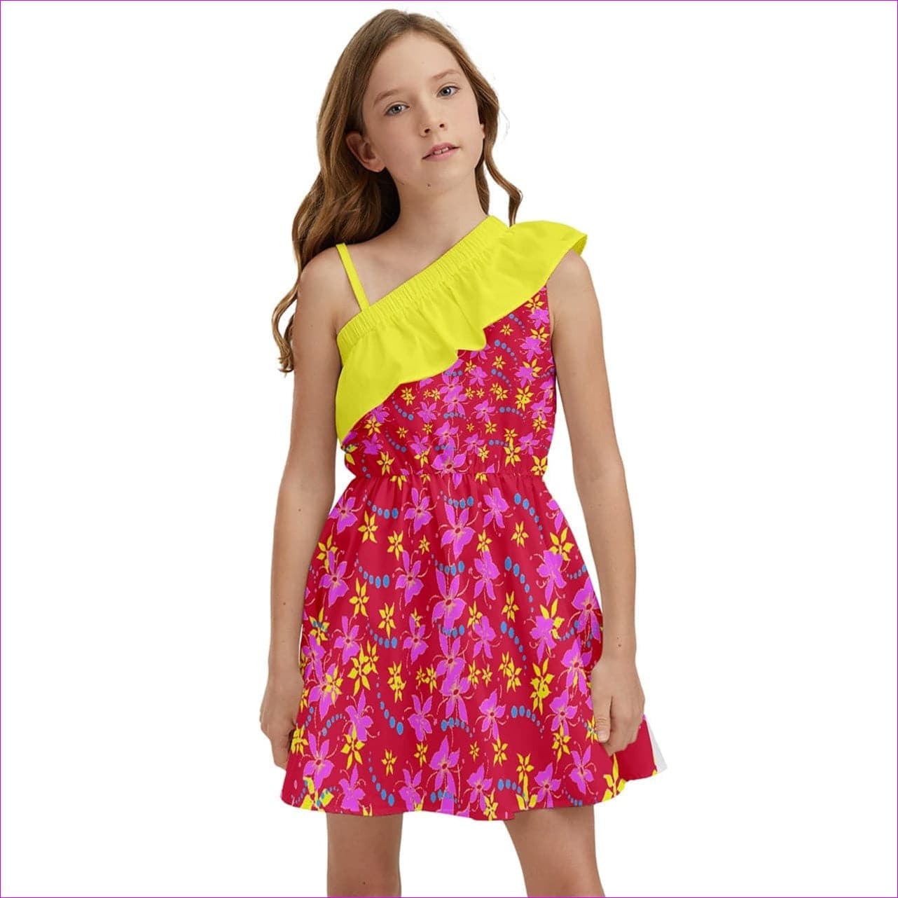 Floral Wear Kids One Shoulder Party Dress - kid's playwear-dresses at TFC&H Co.