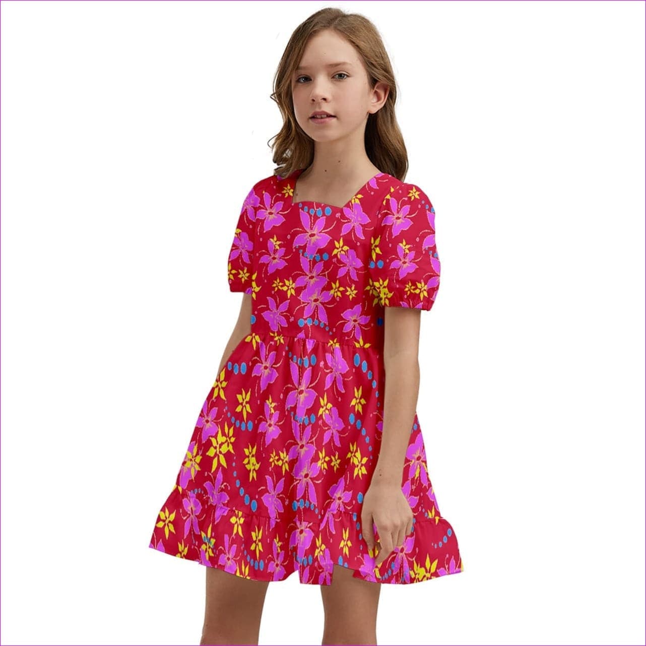 Floral Wear Kids Short Sleeve Dolly Dress - kid's playwear-dresses at TFC&H Co.