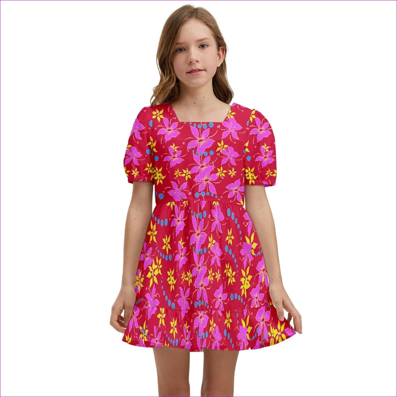 Floral Wear Kids Short Sleeve Dolly Dress - kid's playwear-dresses at TFC&H Co.