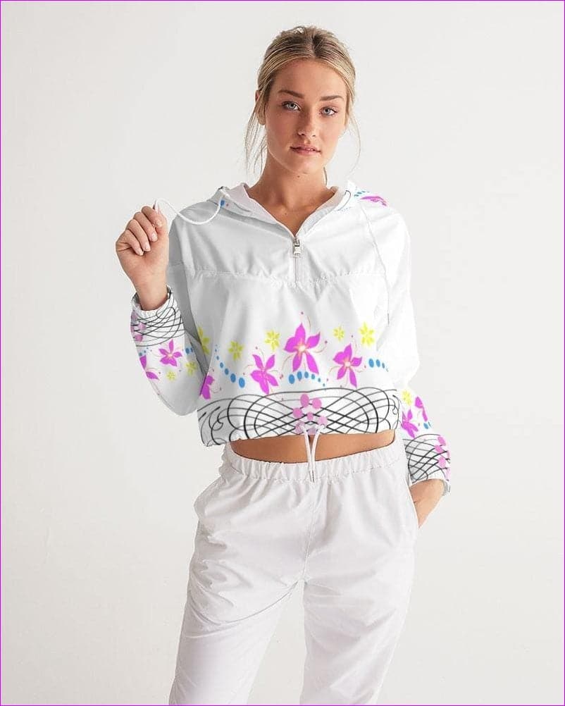 Floral Wear Womens Cropped Windbreaker - women's cropped hoodie at TFC&H Co.